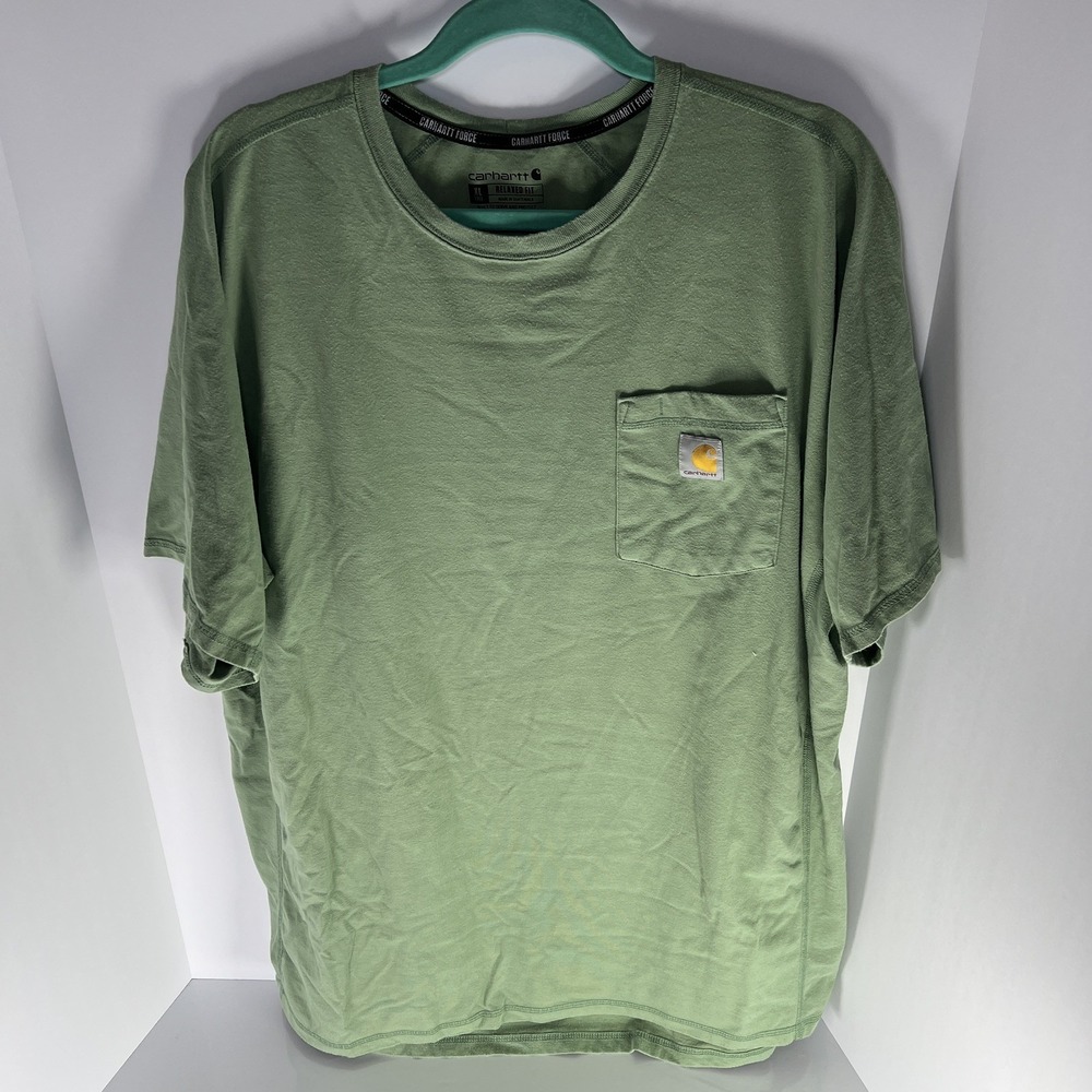 Men's Carhartt Force Relaxed Fit Short Sleeve Pocket Tee X-Large Tall Green GUC